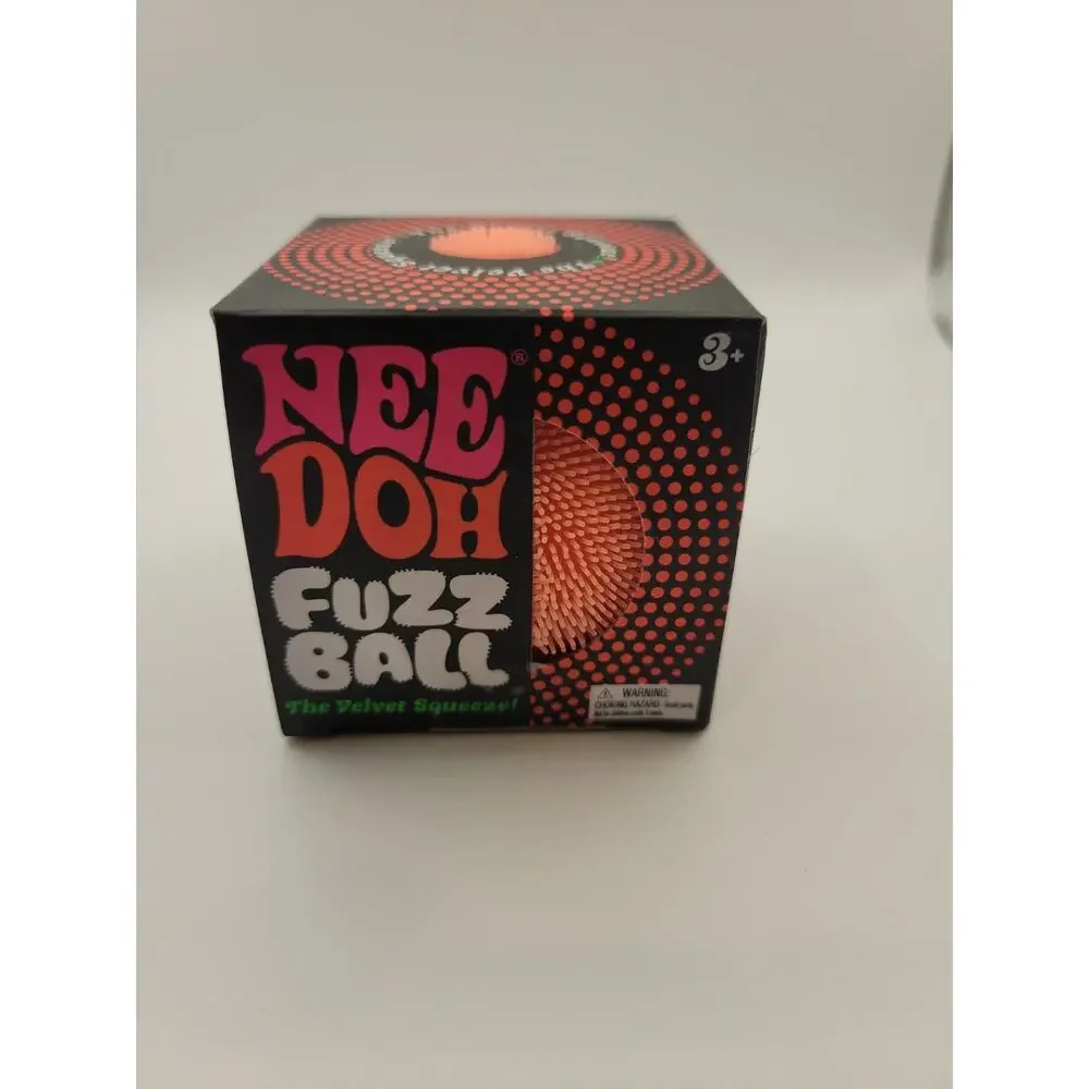 Needoh FUZZ BALL Flower Power Nee Doh Squish Stress Ball NEE-DOH Fuzzball Orange